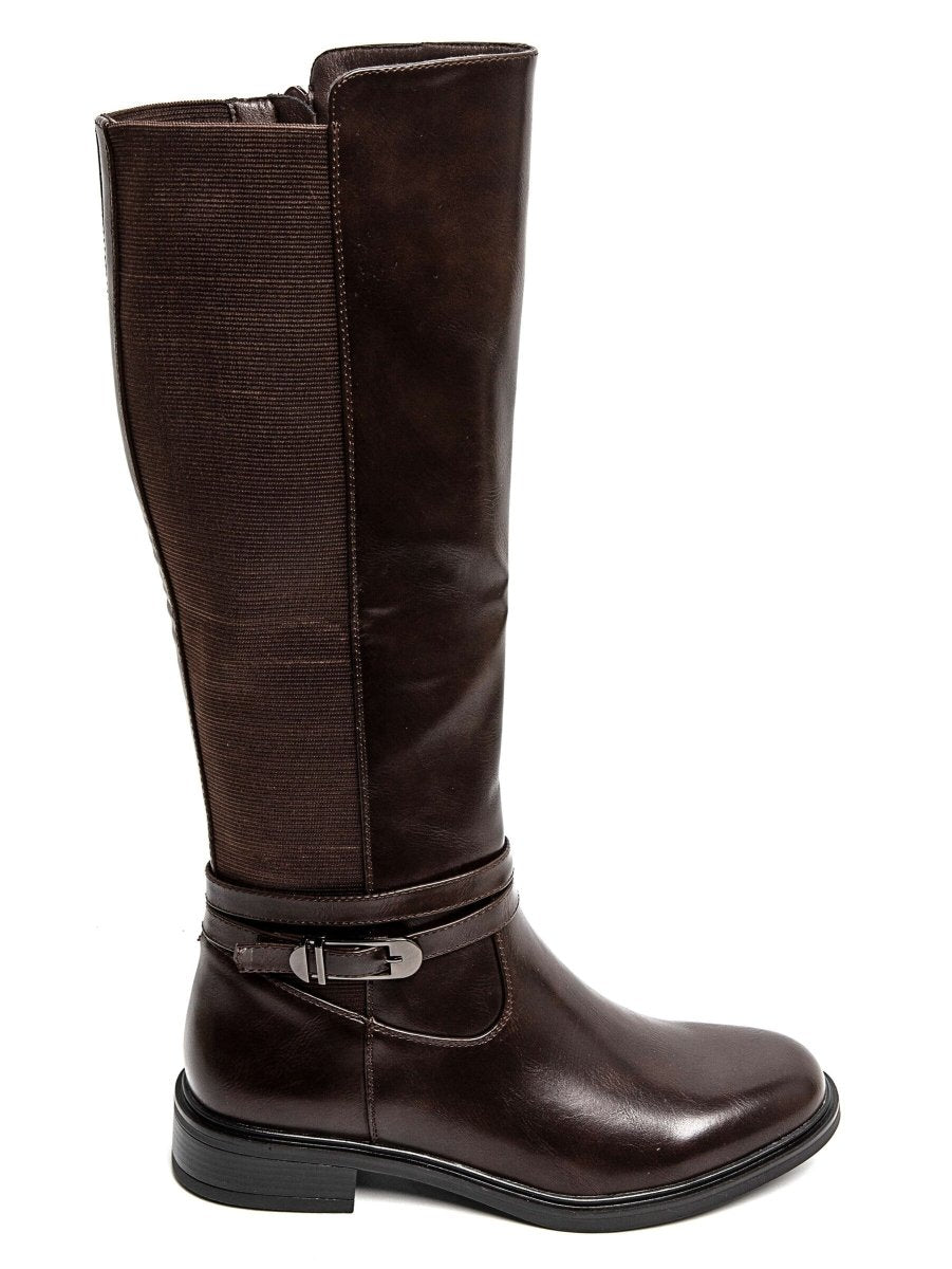 Bottes cavalières chocolat avec bride et fermeture éclair - RIVE GAUCHE