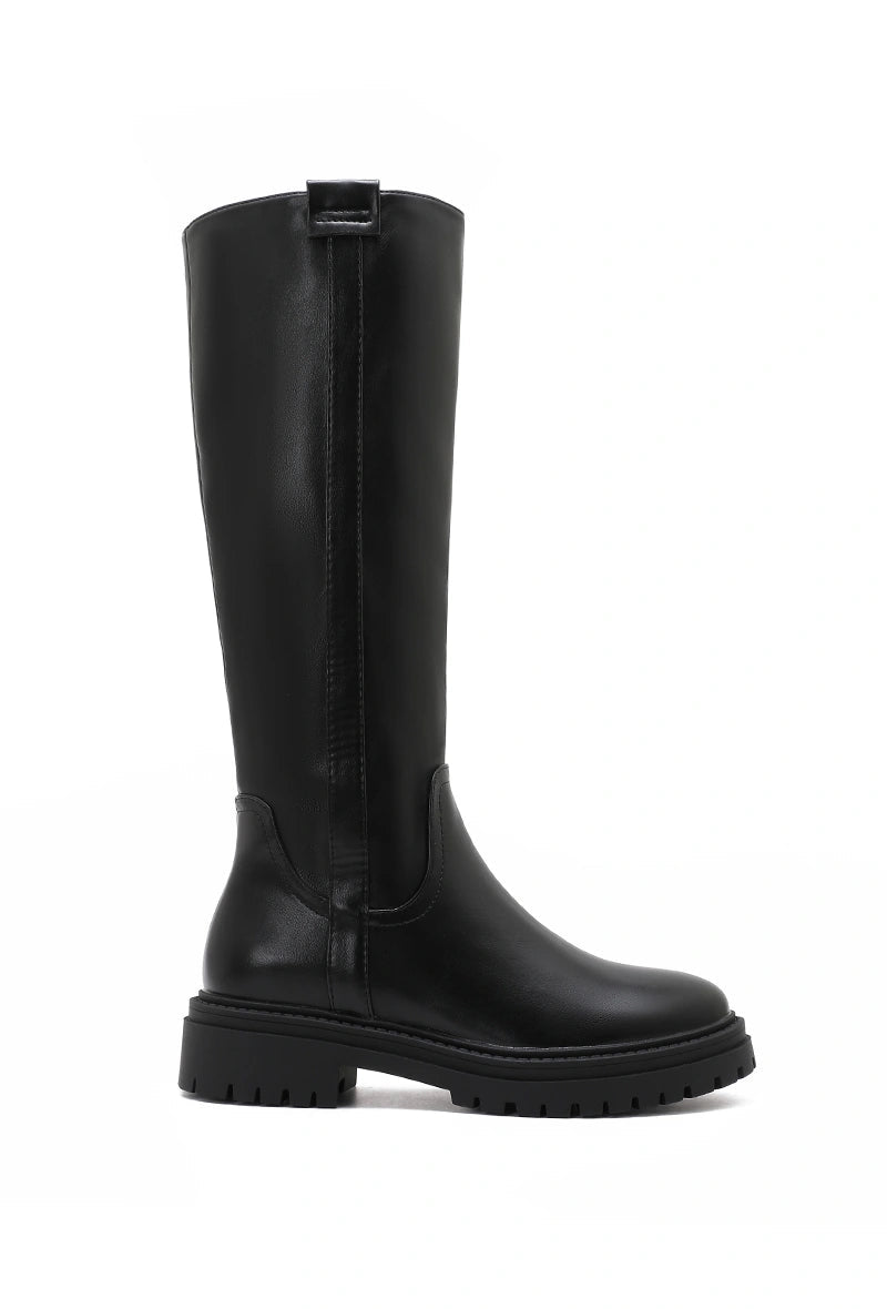 Bottes cavalières en simili cuir noir - RIVE GAUCHE