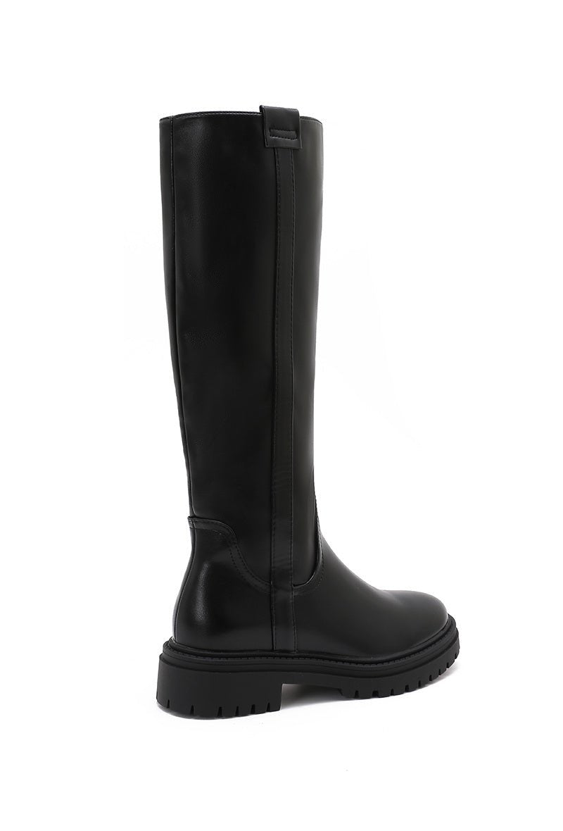 Bottes cavalières en simili cuir noir - RIVE GAUCHE