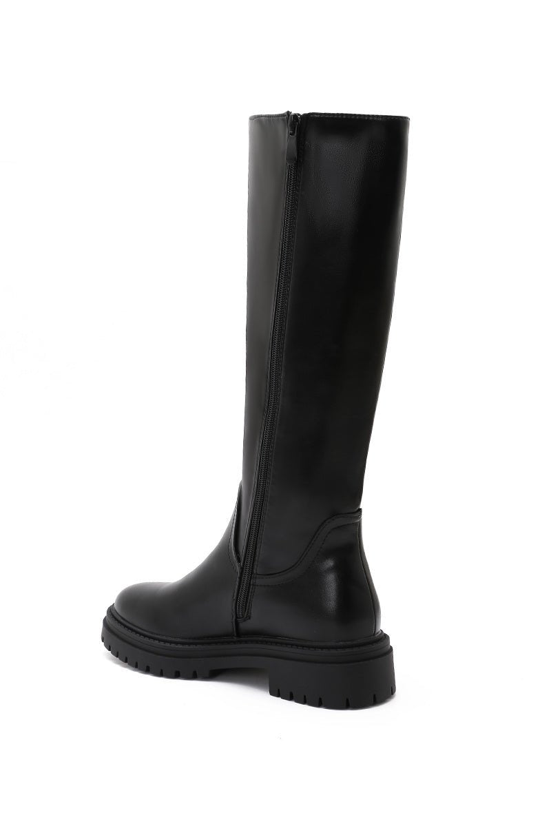 Bottes cavalières en simili cuir noir - RIVE GAUCHE