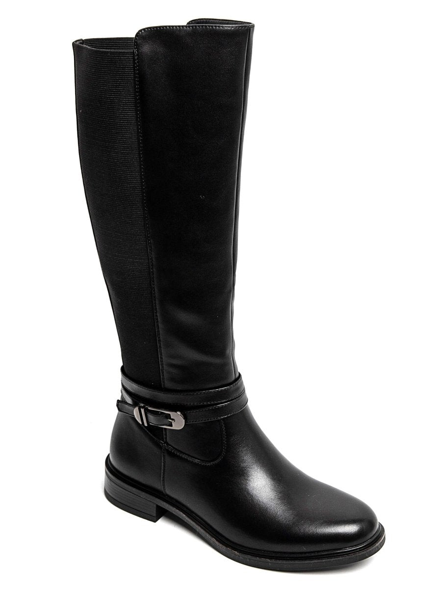 Bottes cavalières noires avec bride et fermeture éclair - RIVE GAUCHE