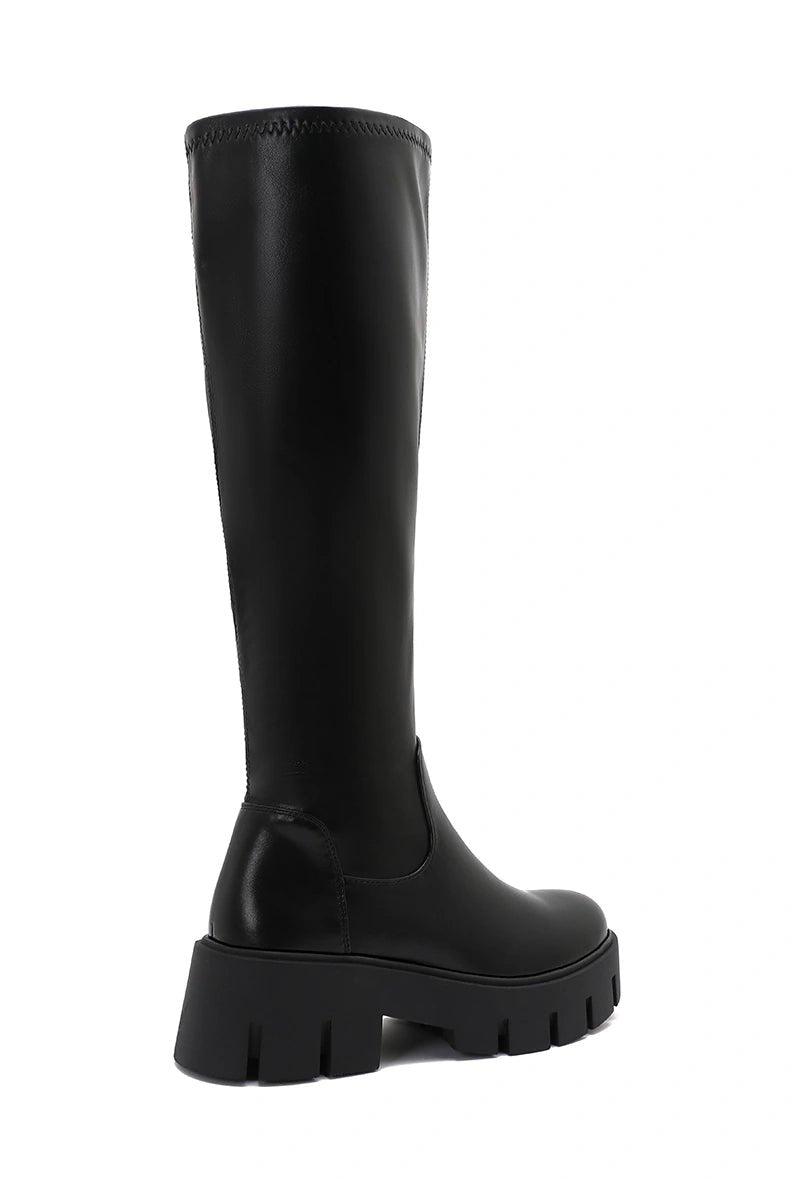 Bottes en cuir à semelle crantée noir - RIVE GAUCHE