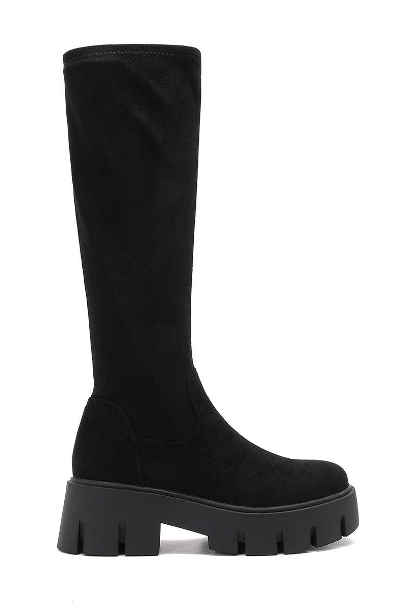 Bottes en daim à semelle crantée noir - RIVE GAUCHE