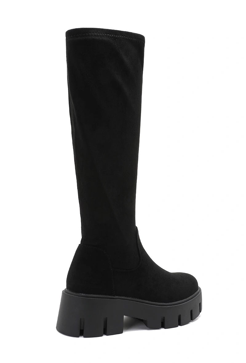 Bottes en daim à semelle crantée noir - RIVE GAUCHE