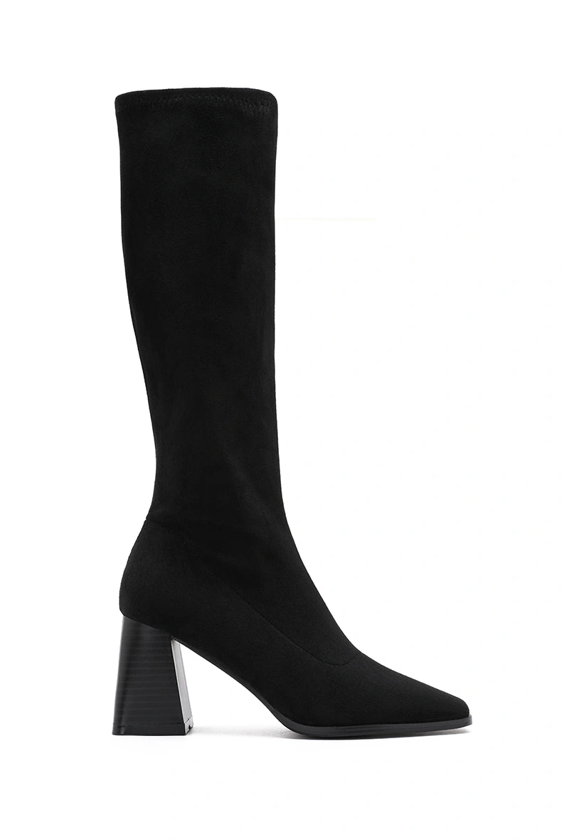 Bottes en daim noires stretch à talon - RIVE GAUCHE