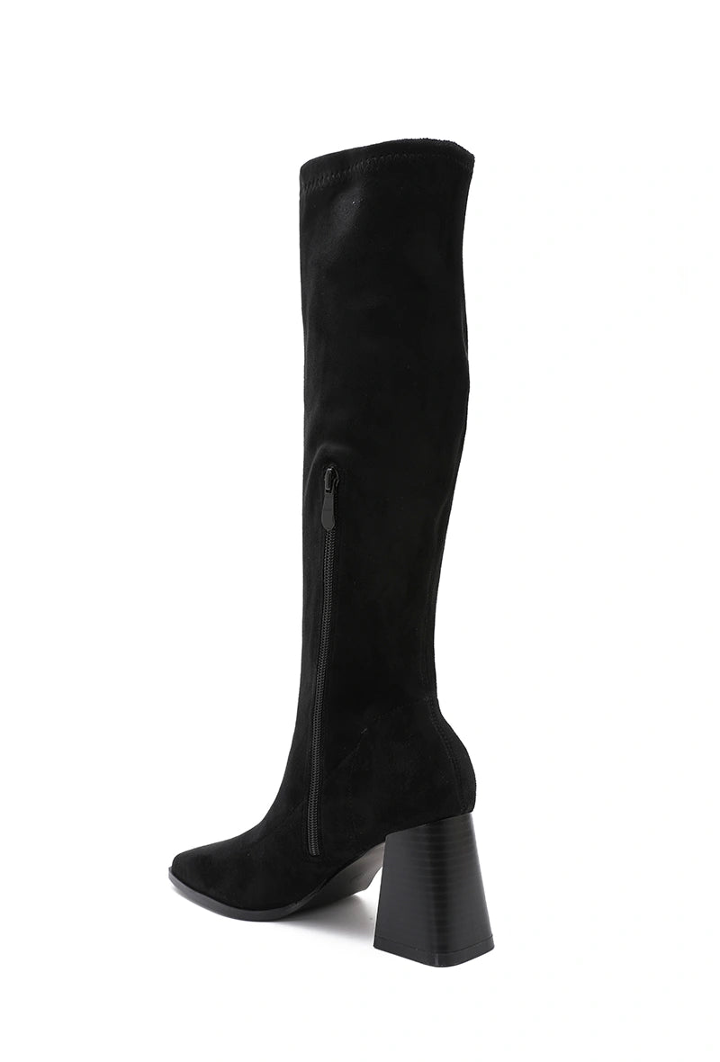 Bottes en daim noires stretch à talon - RIVE GAUCHE