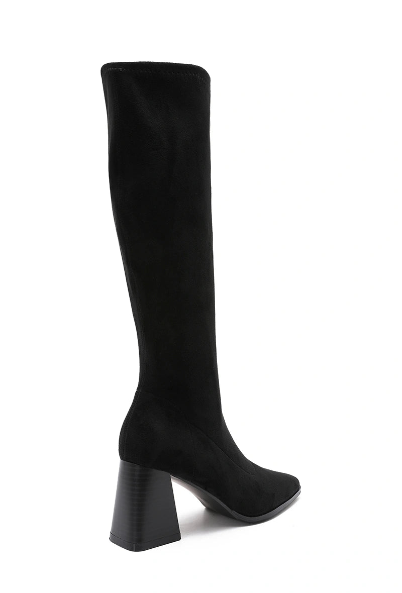 Bottes en daim noires stretch à talon - RIVE GAUCHE