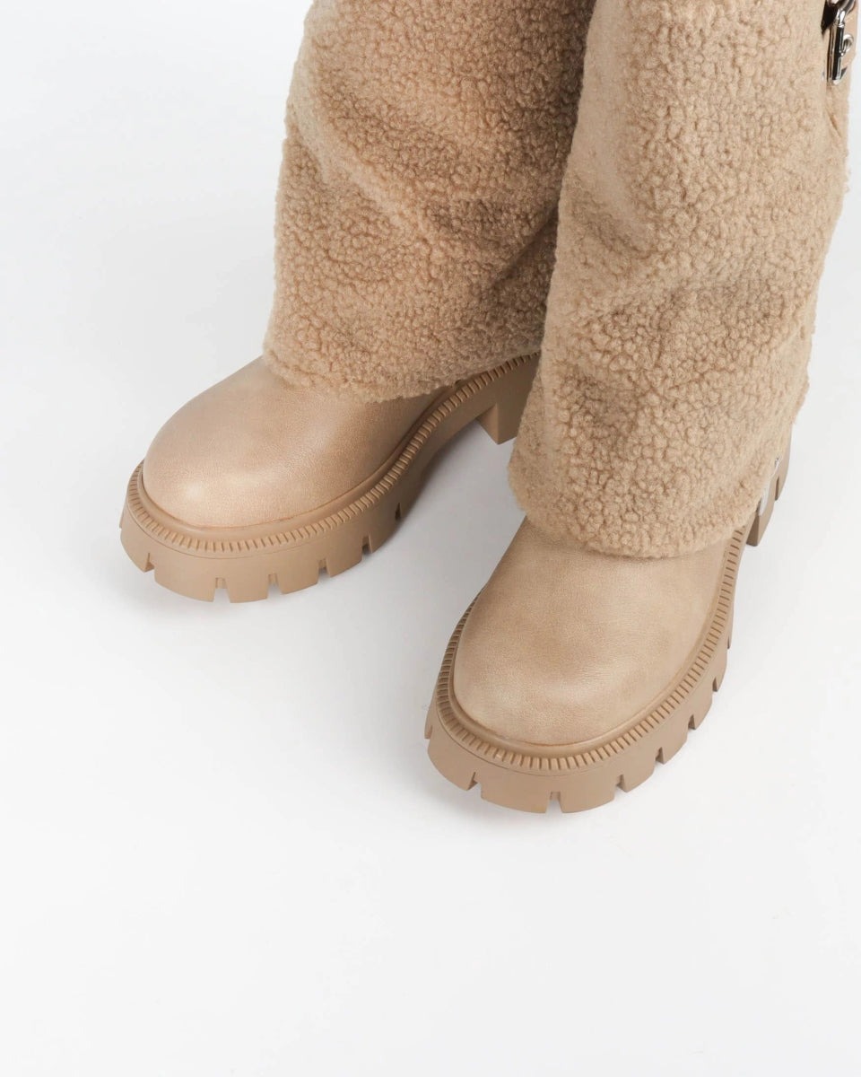 Bottes en moumoute beiges avec boucle - RIVE GAUCHE