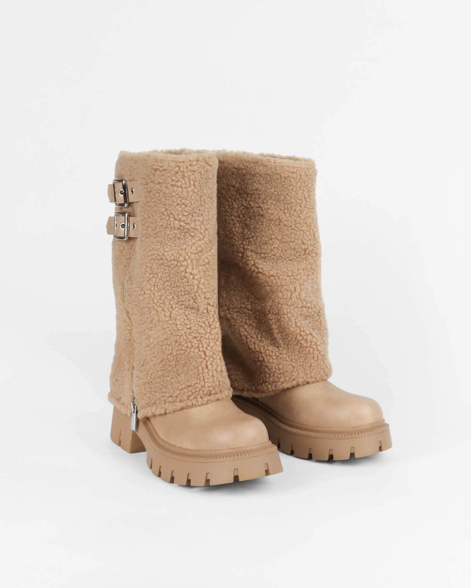 Bottes en moumoute beiges avec boucle - RIVE GAUCHE