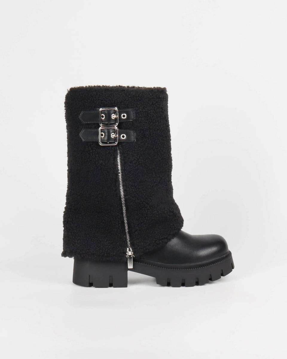 Bottes en moumoute noires avec boucle - RIVE GAUCHE
