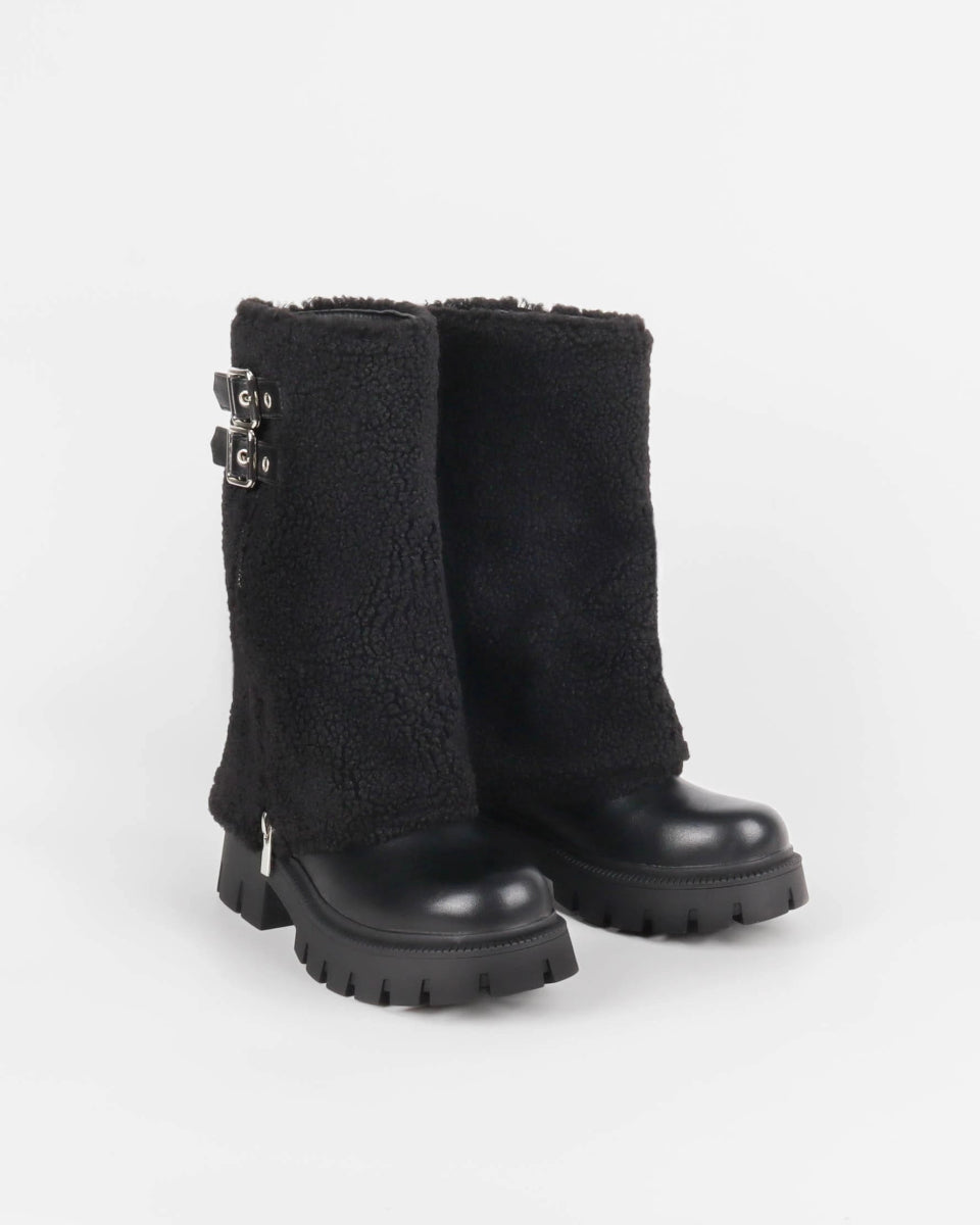 Bottes en moumoute noires avec boucle - RIVE GAUCHE