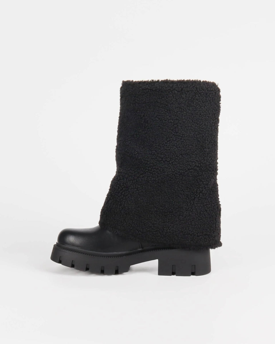 Bottes en moumoute noires avec boucle - RIVE GAUCHE