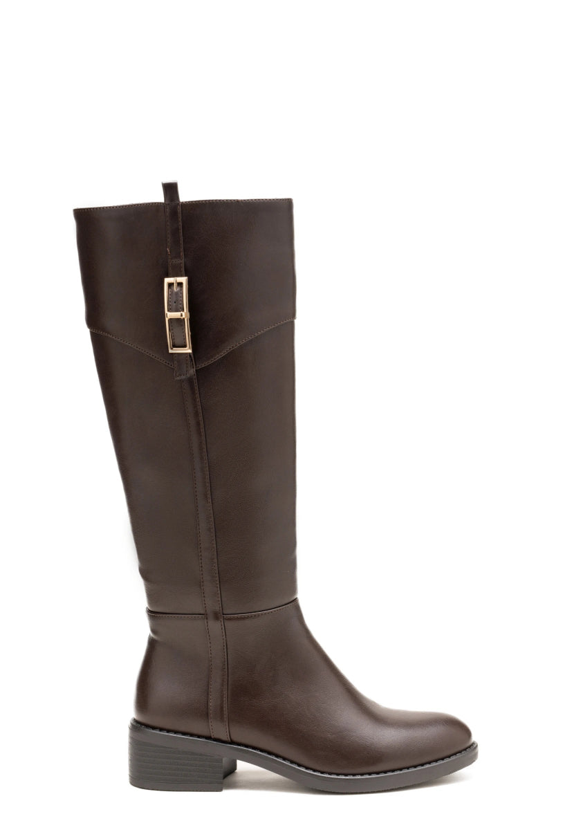 Bottes en simili à bout rond style cavalière - RIVE GAUCHE