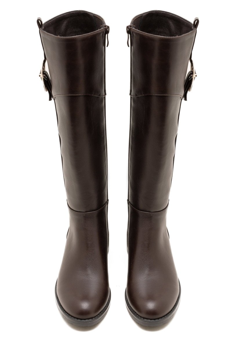 Bottes en simili à bout rond style cavalière - RIVE GAUCHE