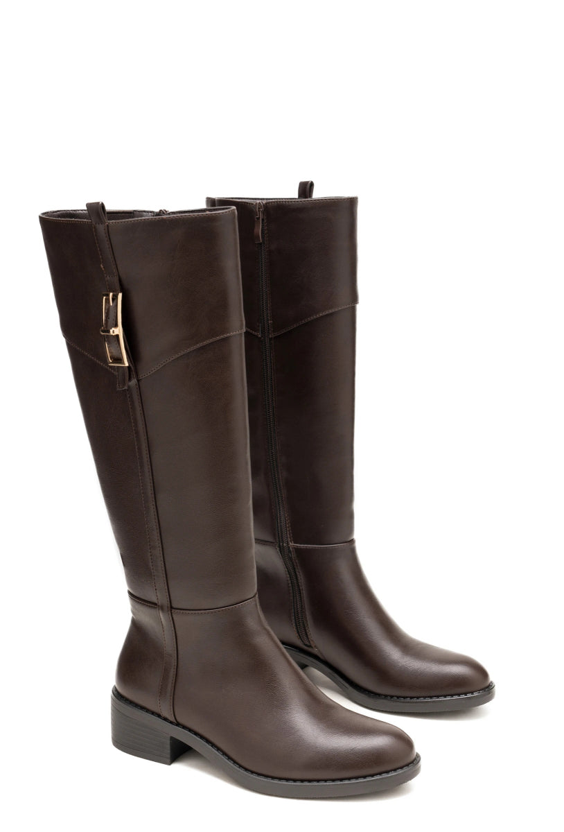 Bottes en simili à bout rond style cavalière - RIVE GAUCHE