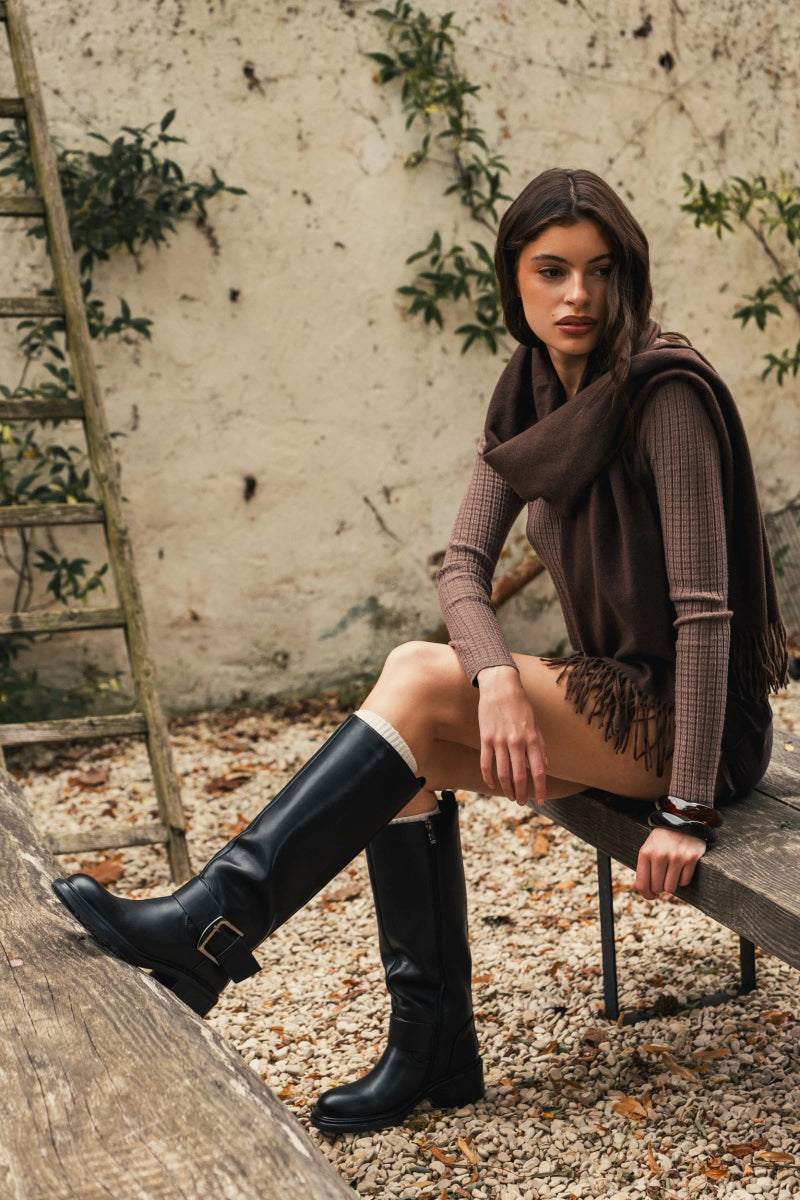 Bottes hautes à boucle en simili cuir - RIVE GAUCHE