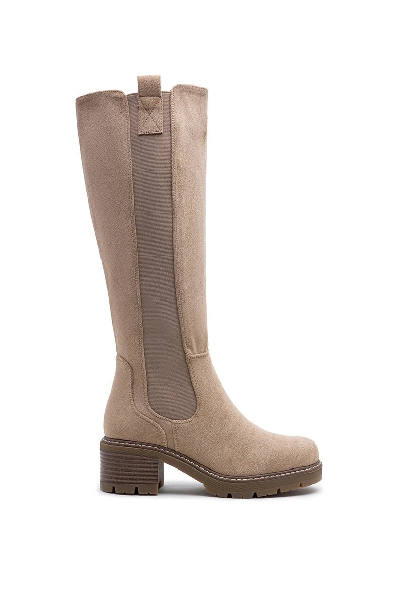 Bottes hautes à talon épais beiges - RIVE GAUCHE