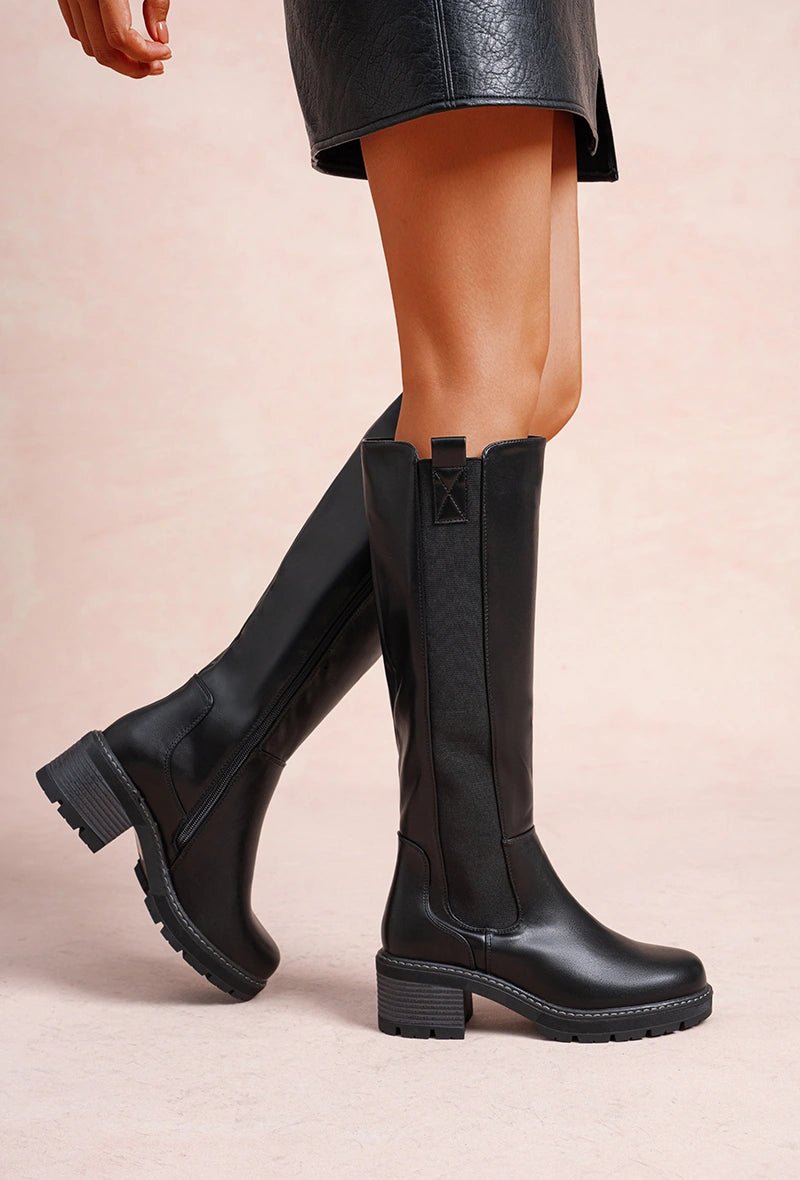 Bottes hautes à talon épais noires - RIVE GAUCHE