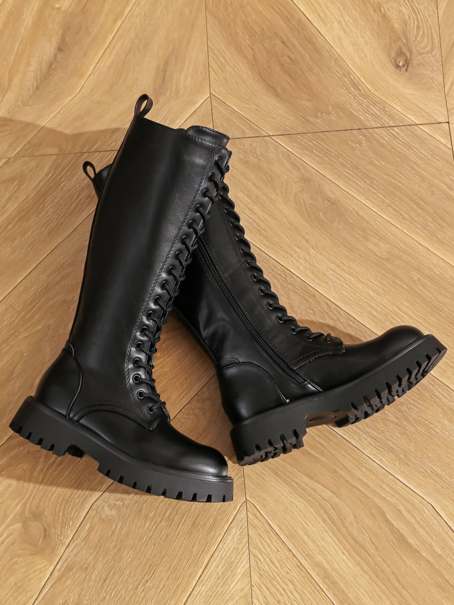 Bottes montantes noires style militaire - RIVE GAUCHE