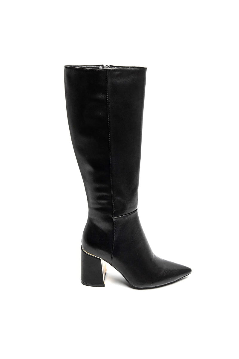 Bottes noires à talon carré doré - RIVE GAUCHE