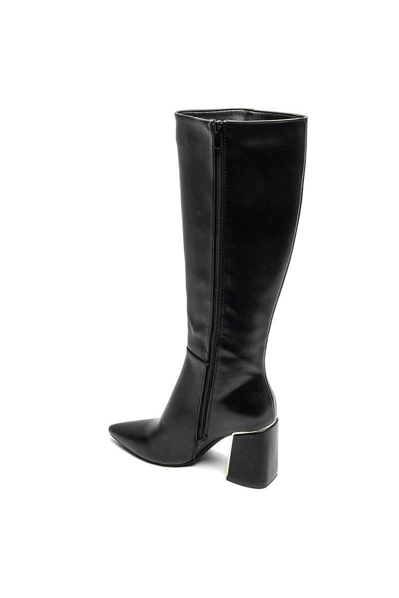 Bottes noires à talon carré doré - RIVE GAUCHE