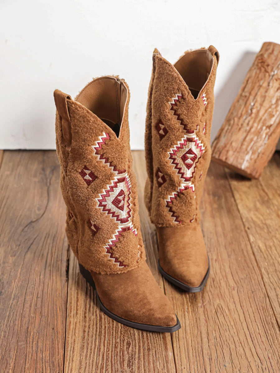 Bottes santiags en moumoute Chilali camel - RIVE GAUCHE