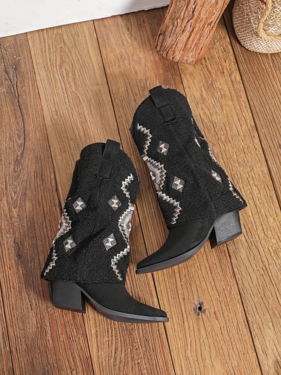 Bottes santiags en moumoute Chilali noir - RIVE GAUCHE
