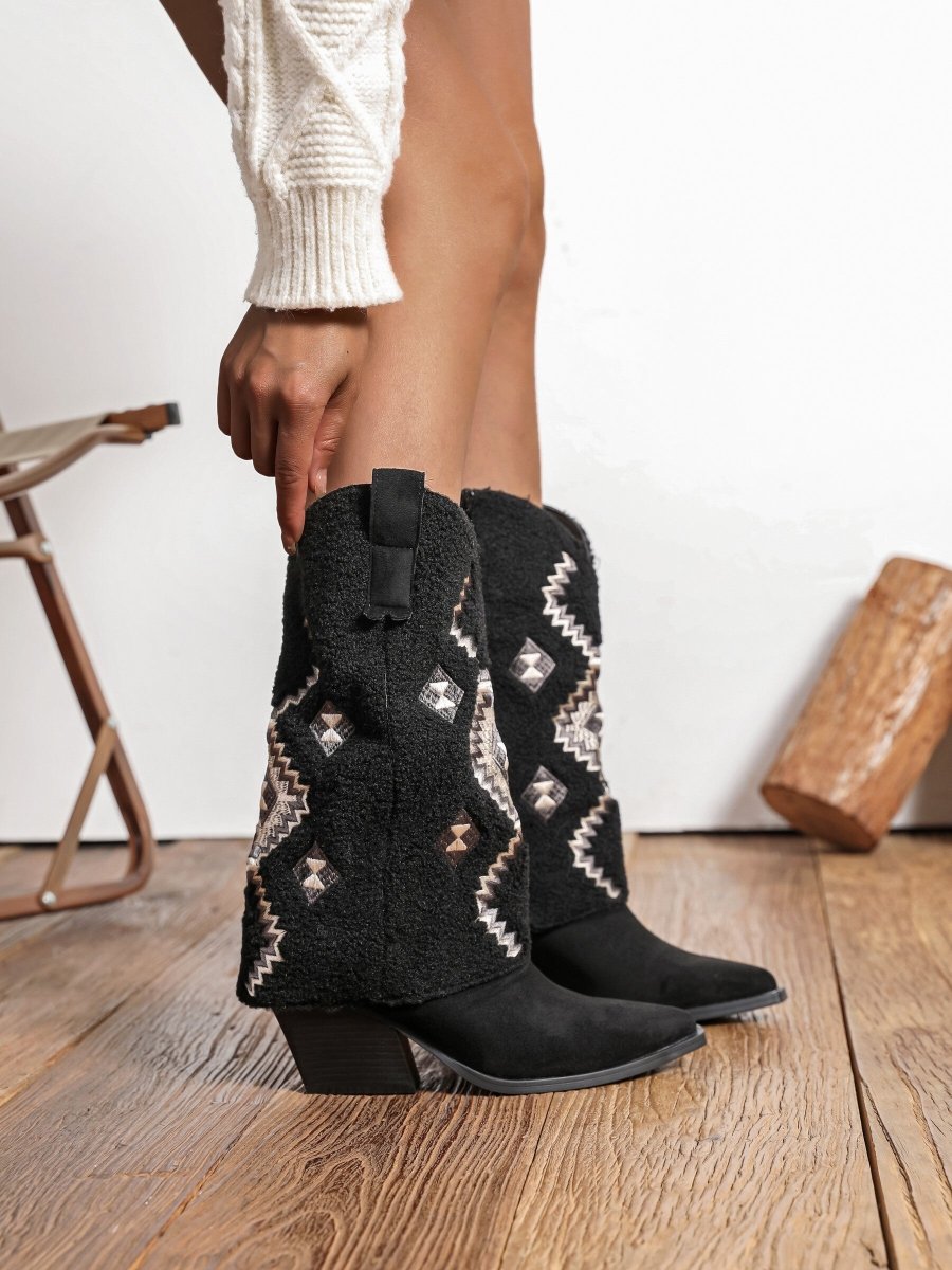 Bottes santiags en moumoute Chilali noir - RIVE GAUCHE