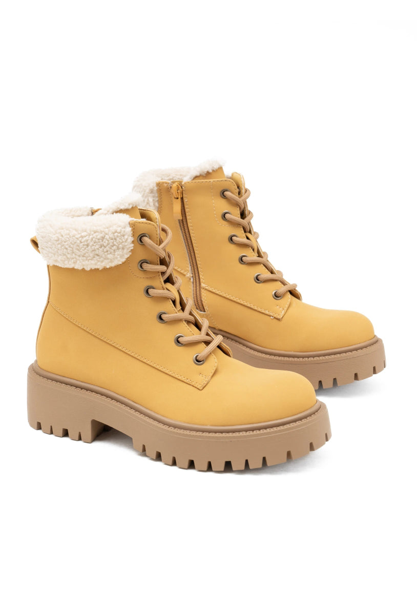 Bottines à lacets fourrées effet moumoute - RIVE GAUCHE