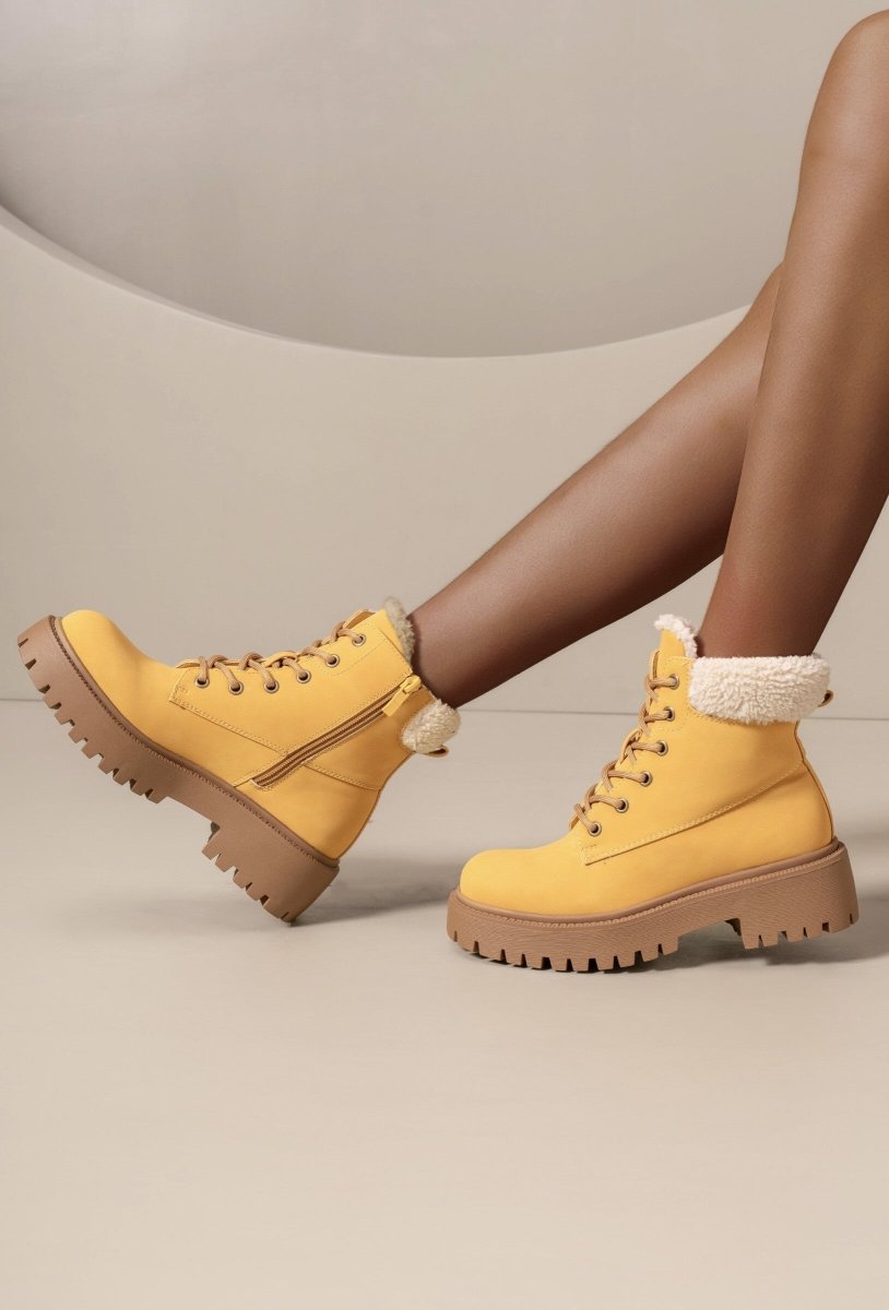 Bottines à lacets fourrées effet moumoute - RIVE GAUCHE