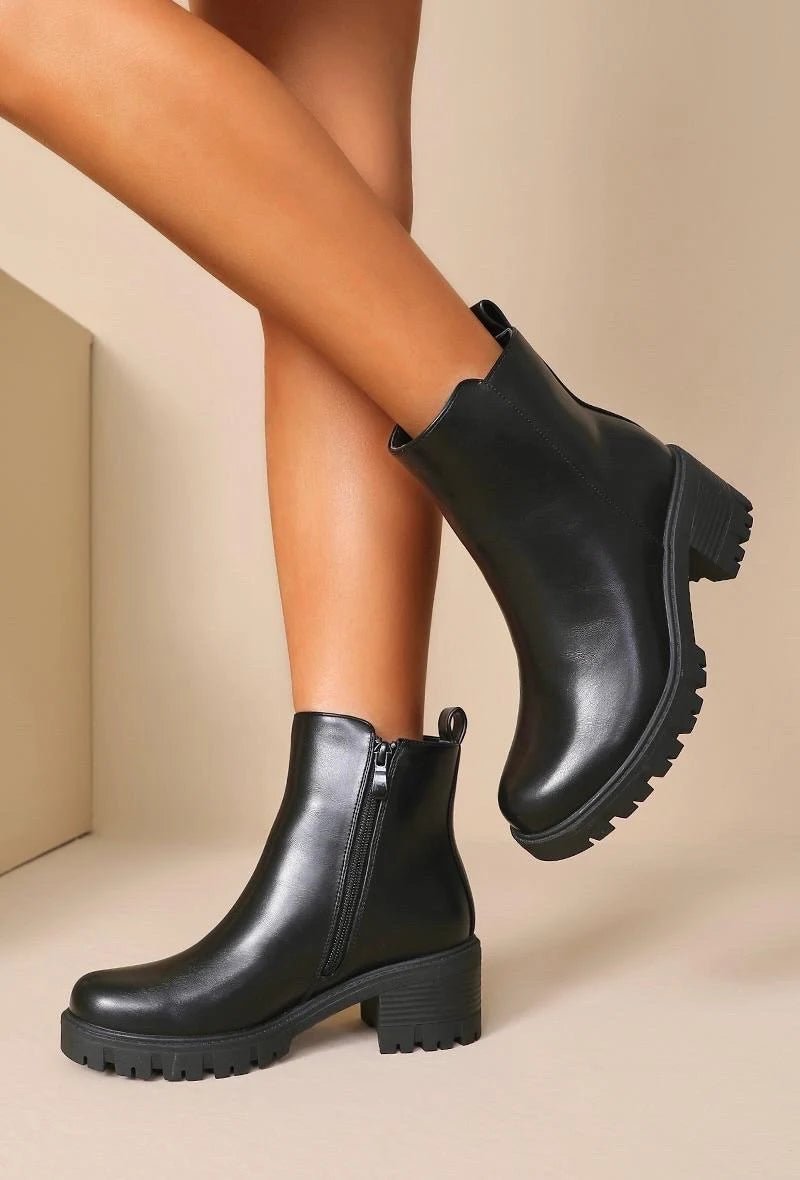 Bottines à petit talons crantés noires - RIVE GAUCHE