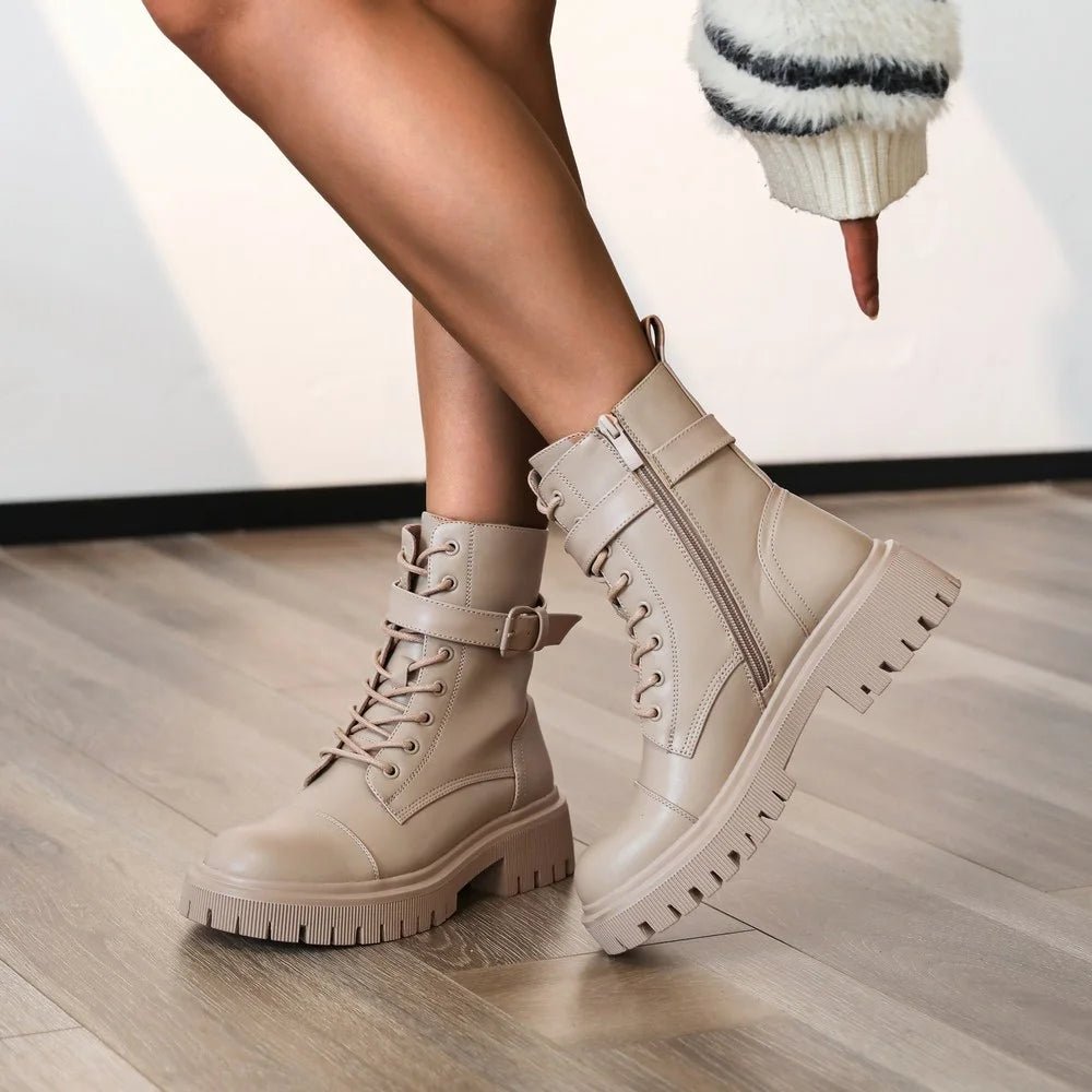 Bottines avec boucle décorative taupes - RIVE GAUCHE