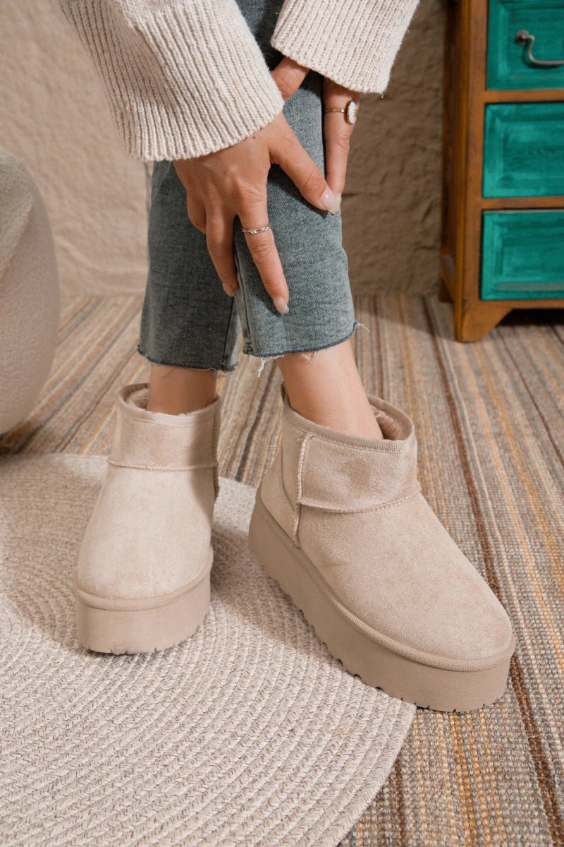 Bottines boots basses en suédine beiges - RIVE GAUCHE