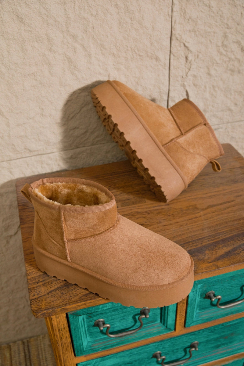 Bottines boots basses en suédine camel - RIVE GAUCHE