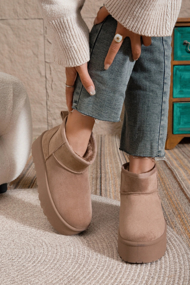 Bottines boots basses en suédine taupes - RIVE GAUCHE