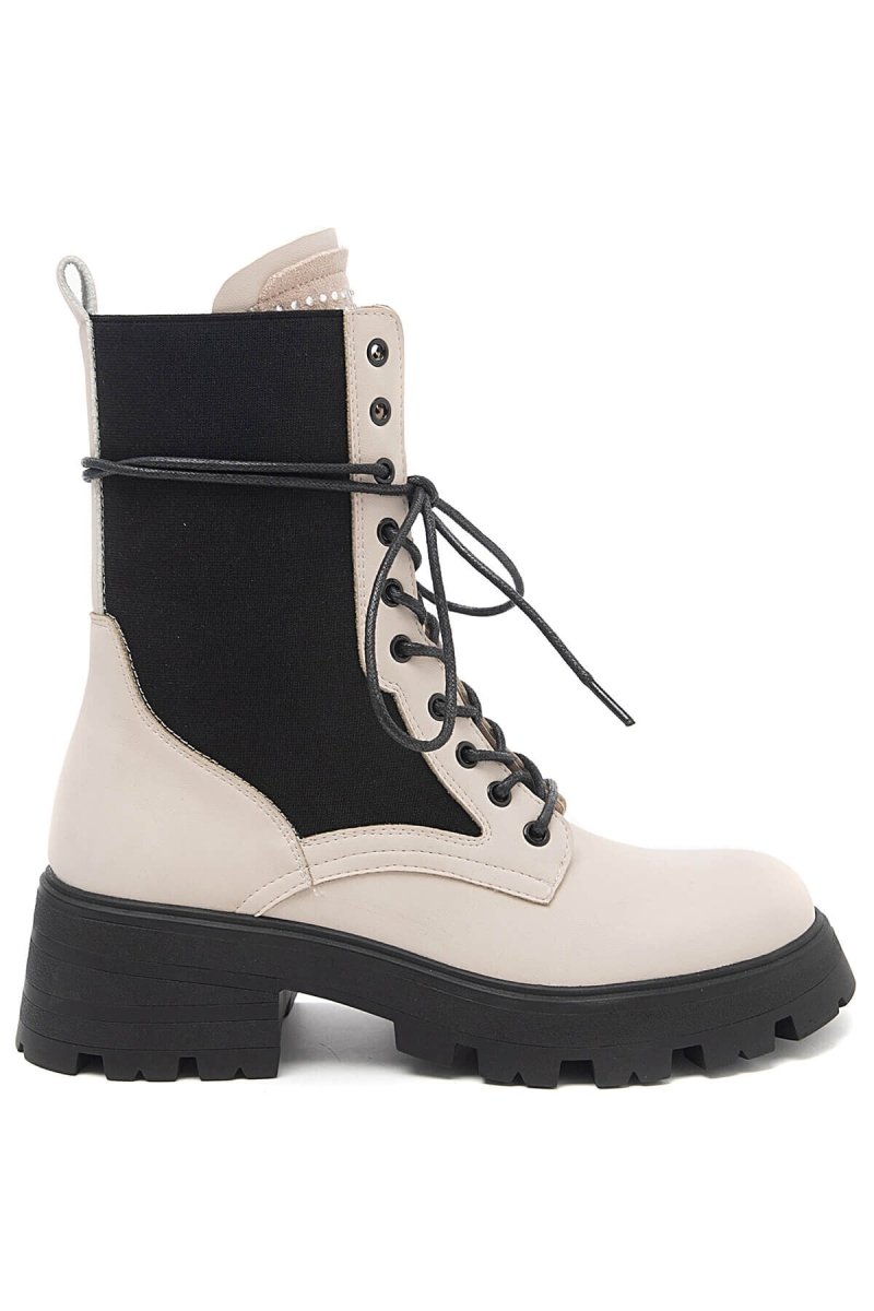 Bottines chelsea à lacets beiges - RIVE GAUCHE