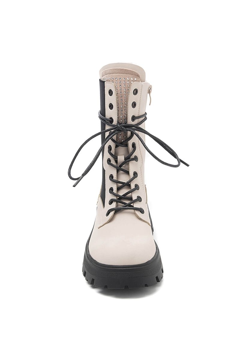 Bottines chelsea à lacets beiges - RIVE GAUCHE