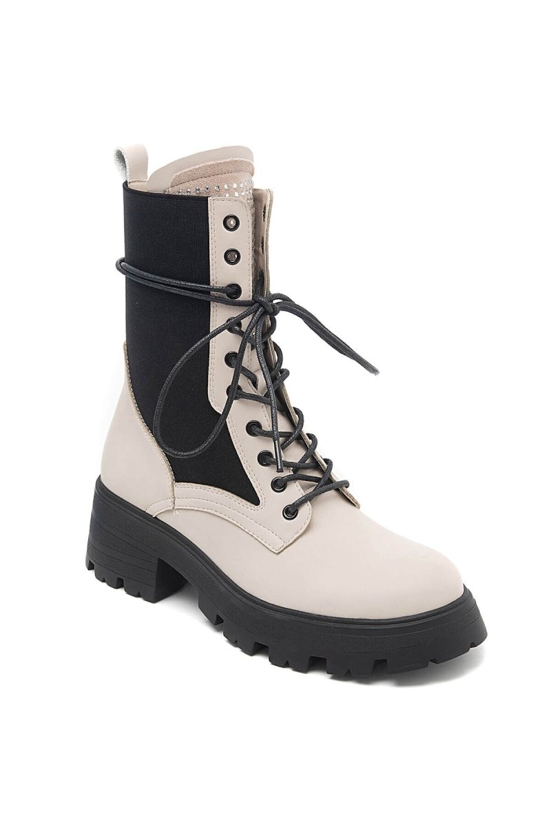 Bottines chelsea à lacets beiges - RIVE GAUCHE