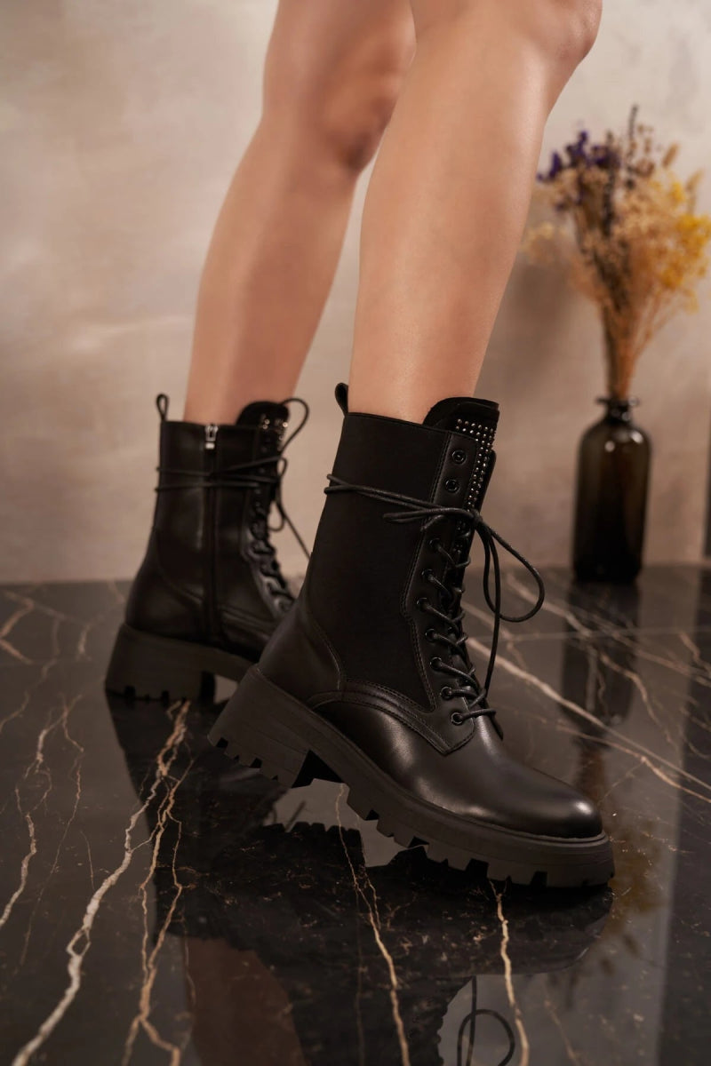 Bottines chelsea à lacets noires - RIVE GAUCHE