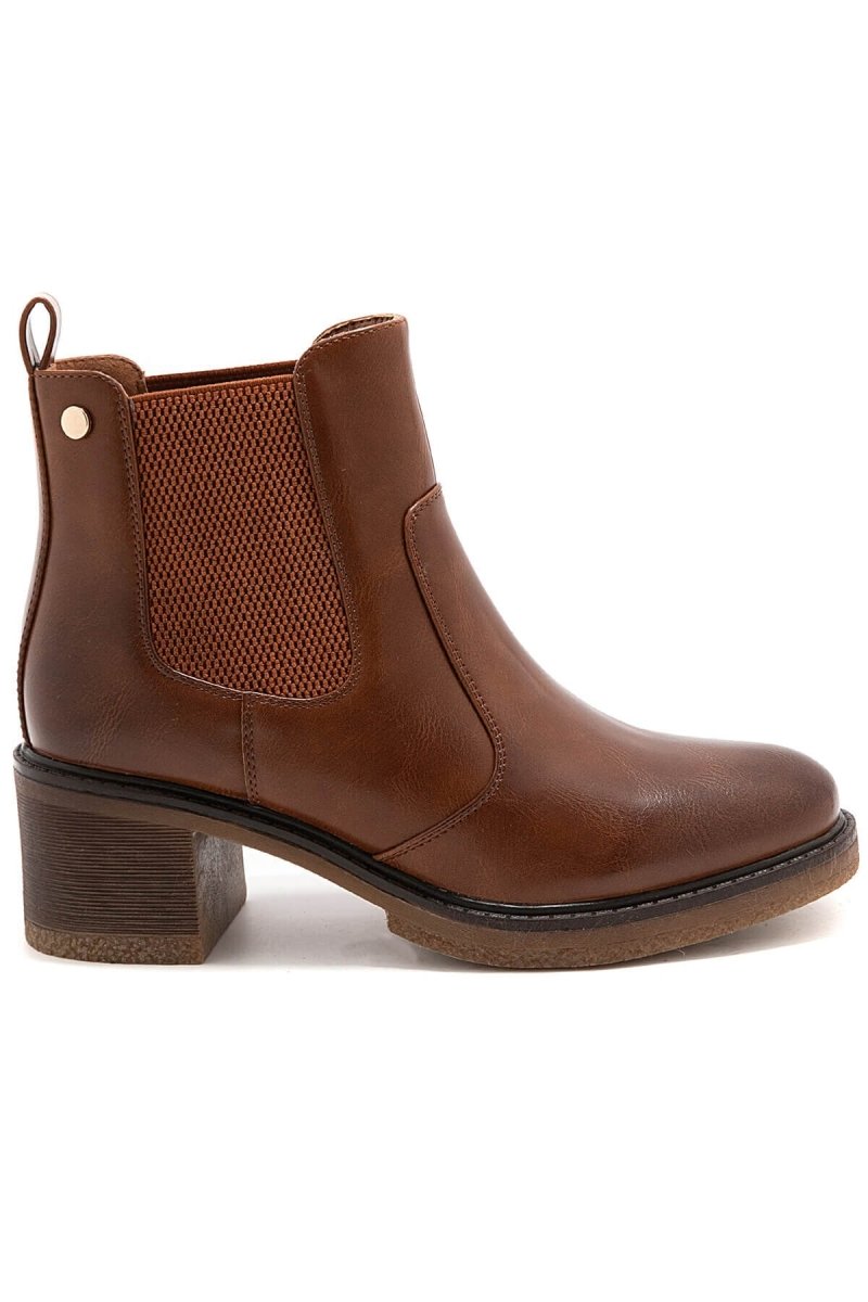 Bottines chelsea à talons carrés camel - RIVE GAUCHE