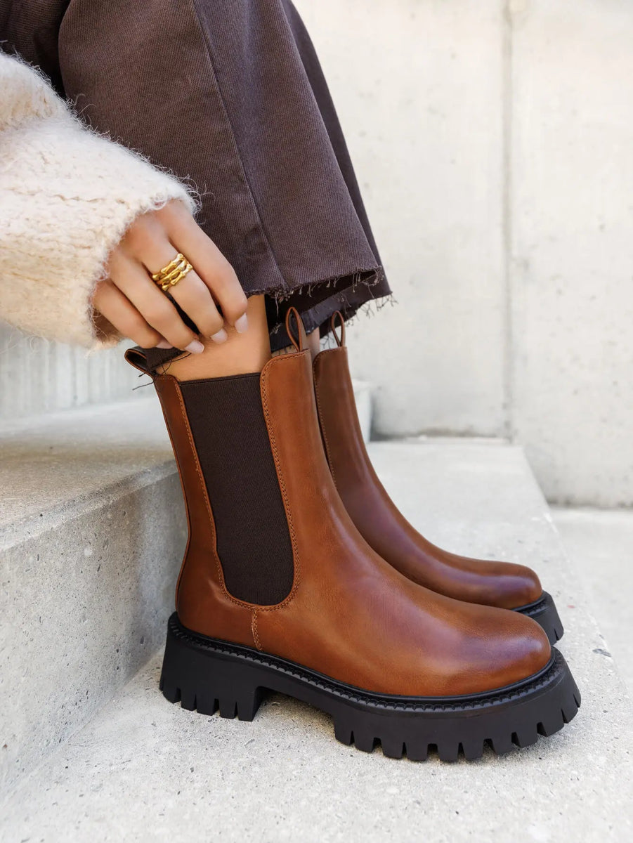 Bottines chelsea crantées camel - RIVE GAUCHE