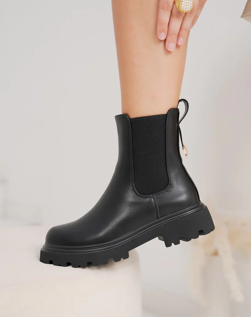 Bottines Chelsea noir à semelle crantée - RIVE GAUCHE