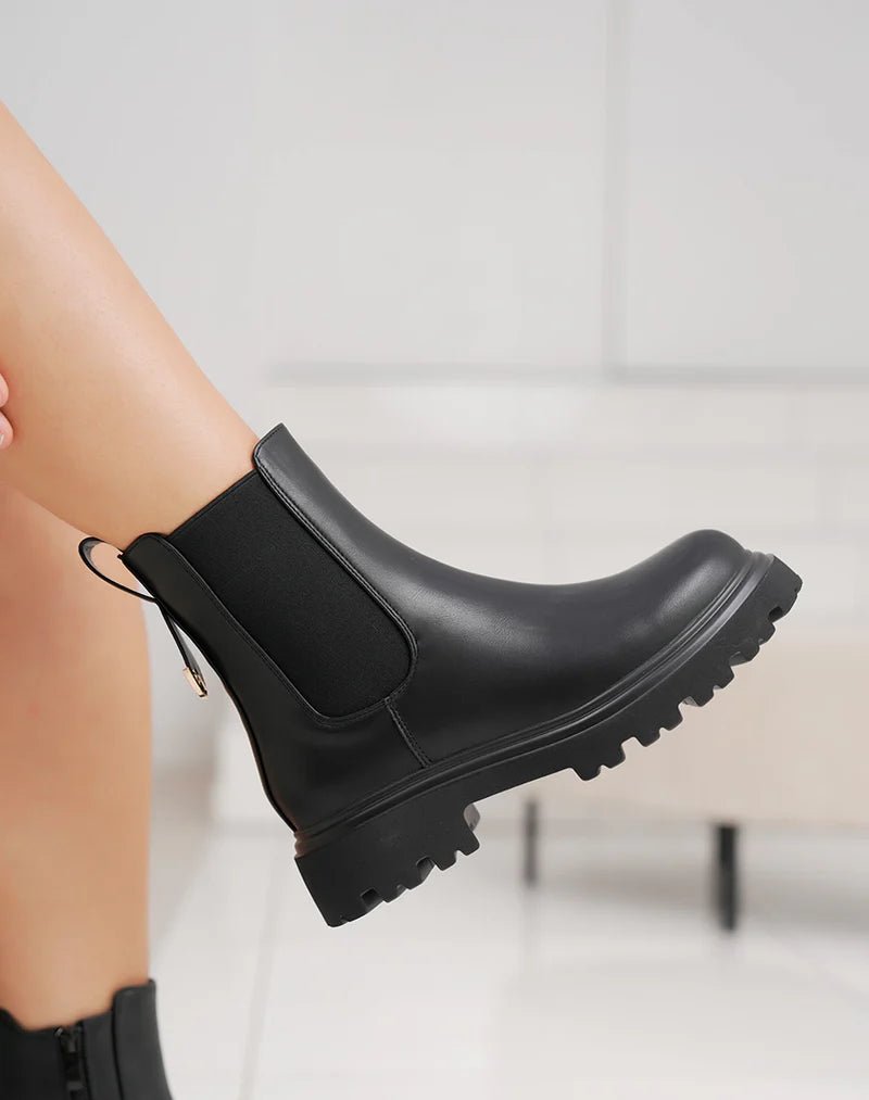 Bottines Chelsea noir à semelle crantée - RIVE GAUCHE