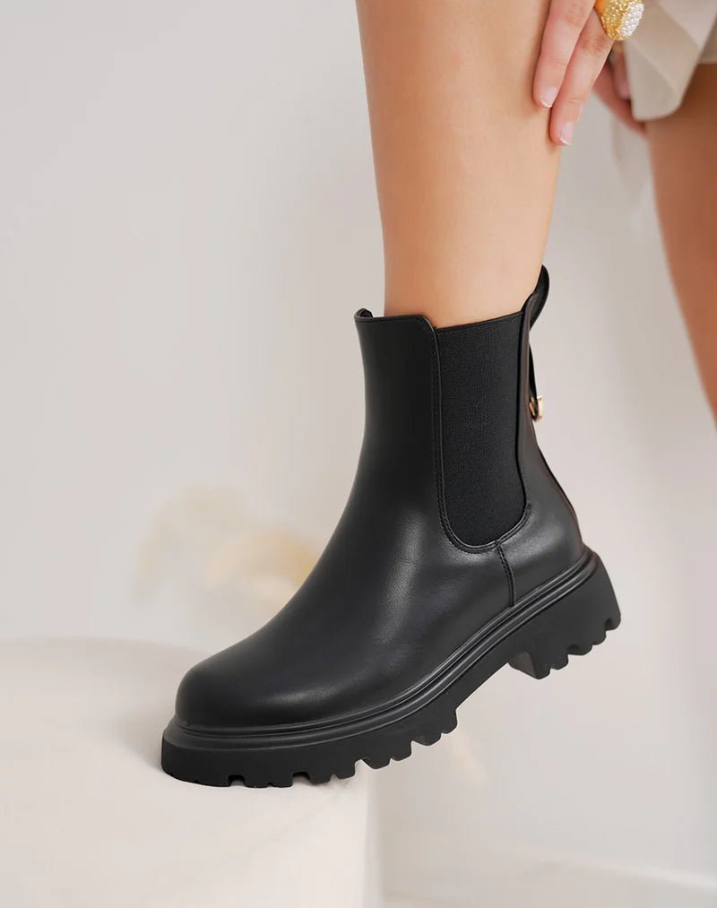 Bottines Chelsea noir à semelle crantée - RIVE GAUCHE