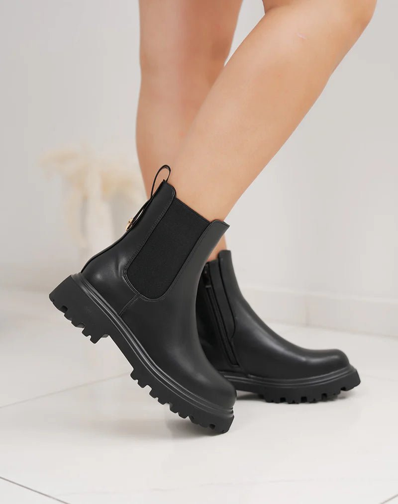 Bottines Chelsea noir à semelle crantée - RIVE GAUCHE