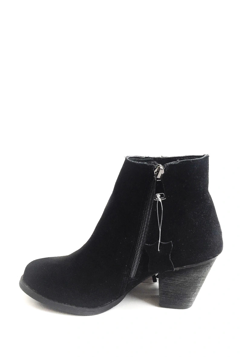 Bottines en cuir noires à talons avec franges latérales - RIVE GAUCHE