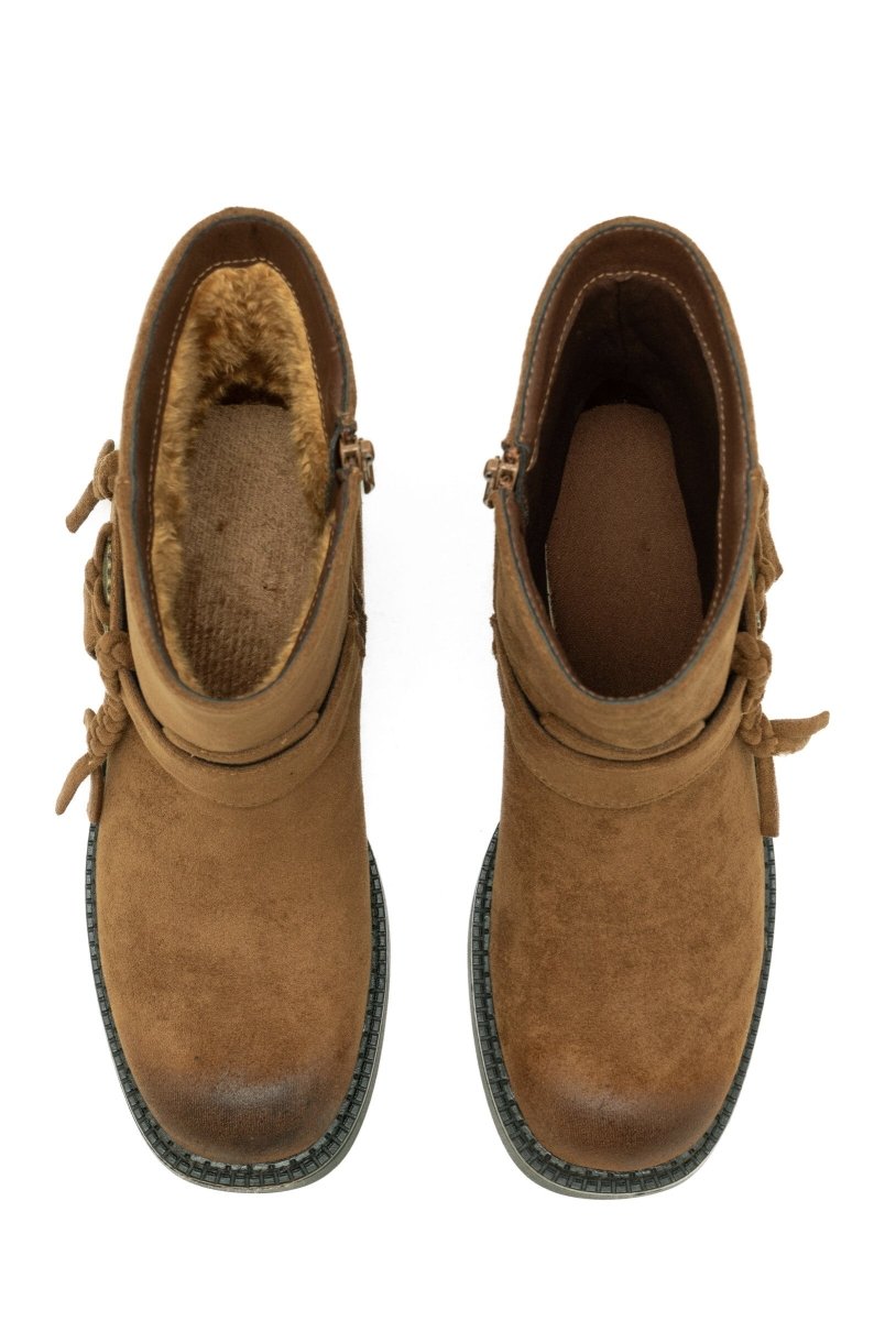 Bottines en suédine camel à semelle crantée Amarok - RIVE GAUCHE