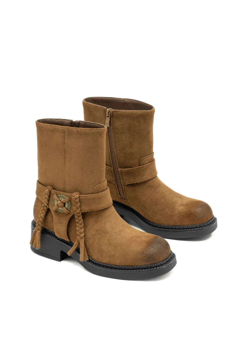 Bottines en suédine camel à semelle crantée Amarok - RIVE GAUCHE