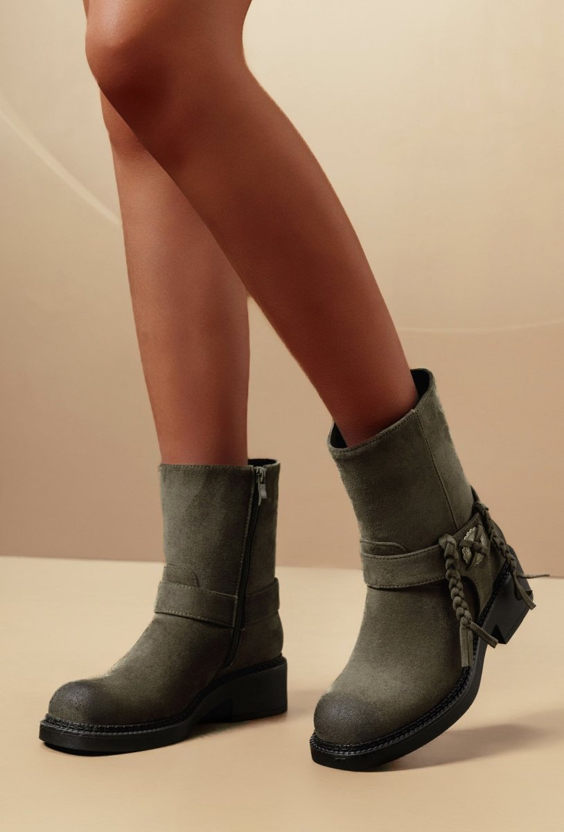 Bottines en suédine kaki à semelle crantée Amarok - RIVE GAUCHE