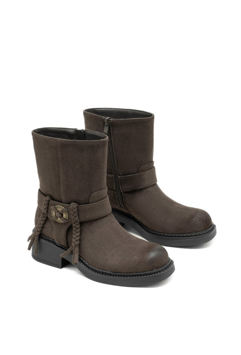 Bottines en suédine marron à semelle crantée Amarok - RIVE GAUCHE